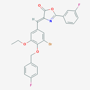 molecular formula C25H18BrF2NO4 B332207 4-{3-bromo-5-ethoxy-4-[(4-fluorobenzyl)oxy]benzylidene}-2-(3-fluorophenyl)-1,3-oxazol-5(4H)-one 