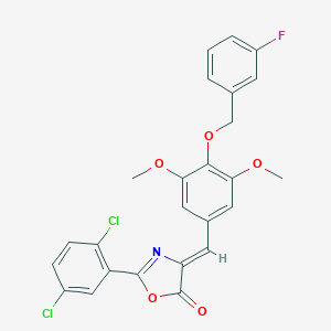 molecular formula C25H18Cl2FNO5 B332208 2-(2,5-dichlorophenyl)-4-{4-[(3-fluorobenzyl)oxy]-3,5-dimethoxybenzylidene}-1,3-oxazol-5(4H)-one 