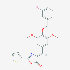 molecular formula C23H18FNO5S B332209 4-{4-[(3-fluorobenzyl)oxy]-3,5-dimethoxybenzylidene}-2-(2-thienyl)-1,3-oxazol-5(4H)-one 