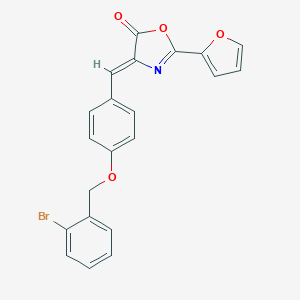 molecular formula C21H14BrNO4 B332210 4-{4-[(2-bromobenzyl)oxy]benzylidene}-2-(2-furyl)-1,3-oxazol-5(4H)-one 