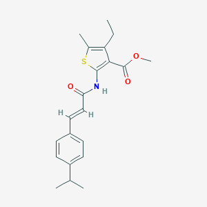 molecular formula C21H25NO3S B332212 Methyl 4-ethyl-2-{[3-(4-isopropylphenyl)acryloyl]amino}-5-methyl-3-thiophenecarboxylate 