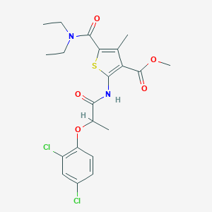 molecular formula C21H24Cl2N2O5S B332215 Methyl 2-{[2-(2,4-dichlorophenoxy)propanoyl]amino}-5-(diethylcarbamoyl)-4-methylthiophene-3-carboxylate 
