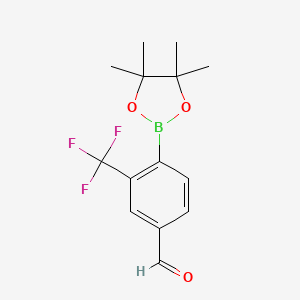 molecular formula C14H16BF3O3 B3322172 4-(4,4,5,5-Tetramethyl-1,3,2-dioxaborolan-2-yl)-3-(trifluoromethyl)benzaldehyde CAS No. 1422268-45-8