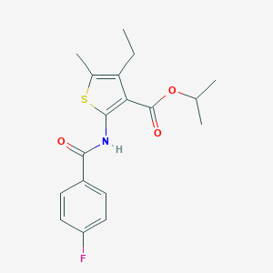 molecular formula C18H20FNO3S B332218 Isopropyl 4-ethyl-2-[(4-fluorobenzoyl)amino]-5-methyl-3-thiophenecarboxylate 