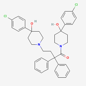 molecular formula C38H40Cl2N2O3 B3322187 4-(4-Chlorophenyl)-1-(4-(4-(4-chlorophenyl)-4-hydroxypiperidin-1-yl)-2,2-diphenylbutanoyl)piperidin-4-ol CAS No. 1426322-82-8