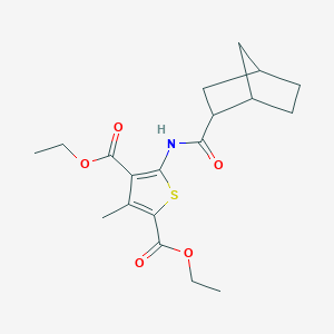 molecular formula C19H25NO5S B332220 Diethyl 5-[(bicyclo[2.2.1]hept-2-ylcarbonyl)amino]-3-methyl-2,4-thiophenedicarboxylate 