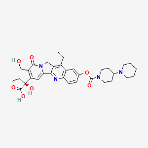 molecular formula C33H40N4O7 B3322201 (2S)-2-[12-ethyl-8-(hydroxymethyl)-9-oxo-2-(4-piperidin-1-ylpiperidine-1-carbonyl)oxy-11H-indolizino[1,2-b]quinolin-7-yl]-2-hydroxybutanoic acid CAS No. 142706-06-7