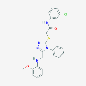 molecular formula C24H22ClN5O2S B332229 N-(3-chlorophenyl)-2-({5-[(2-methoxyanilino)methyl]-4-phenyl-4H-1,2,4-triazol-3-yl}sulfanyl)acetamide 