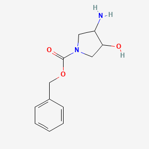 molecular formula C12H16N2O3 B3322297 Benzyl 3-amino-4-hydroxypyrrolidine-1-carboxylate CAS No. 143656-79-5