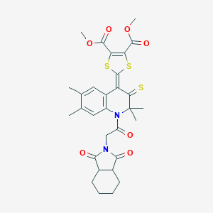 molecular formula C30H32N2O7S3 B332232 dimethyl 2-(1-[(1,3-dioxooctahydro-2H-isoindol-2-yl)acetyl]-2,2,6,7-tetramethyl-3-thioxo-2,3-dihydro-4(1H)-quinolinylidene)-1,3-dithiole-4,5-dicarboxylate 