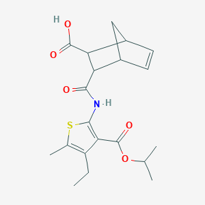 molecular formula C20H25NO5S B332236 3-({[4-Ethyl-3-(isopropoxycarbonyl)-5-methyl-2-thienyl]amino}carbonyl)bicyclo[2.2.1]hept-5-ene-2-carboxylic acid 