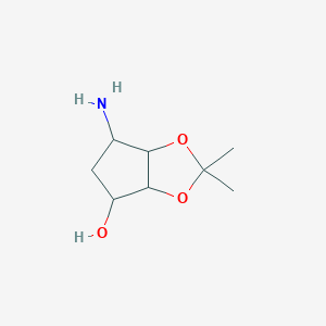 molecular formula C8H15NO3 B3322369 6-Amino-2,2-dimethyltetrahydro-3AH-cyclopenta[D][1,3]dioxol-4-OL CAS No. 1446475-48-4