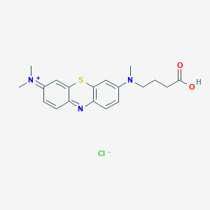 molecular formula C19H22ClN3O2S B3322503 3-((3-Carboxypropyl)(methyl)amino)-7-(dimethylamino)phenothiazin-5-ium chloride CAS No. 146426-07-5