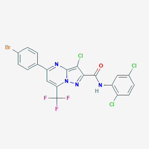 molecular formula C20H9BrCl3F3N4O B332259 5-(4-bromophenyl)-3-chloro-N-(2,5-dichlorophenyl)-7-(trifluoromethyl)pyrazolo[1,5-a]pyrimidine-2-carboxamide 