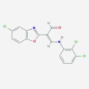 molecular formula C16H9Cl3N2O2 B332261 2-(5-Chloro-1,3-benzoxazol-2-yl)-3-(2,3-dichloroanilino)acrylaldehyde 