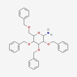 molecular formula C34H37NO5 B3322659 (2S,3S,4S,5R,6R)-3,4,5-tris(Benzyloxy)-6-((benzyloxy)methyl)tetrahydro-2H-pyran-2-amine CAS No. 150370-50-6