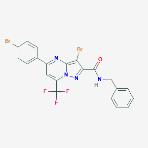 molecular formula C21H13Br2F3N4O B332268 N-benzyl-3-bromo-5-(4-bromophenyl)-7-(trifluoromethyl)pyrazolo[1,5-a]pyrimidine-2-carboxamide 