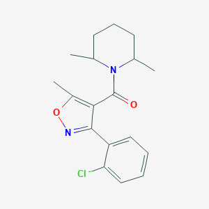 molecular formula C18H21ClN2O2 B332281 1-{[3-(2-Chlorophenyl)-5-methyl-4-isoxazolyl]carbonyl}-2,6-dimethylpiperidine 