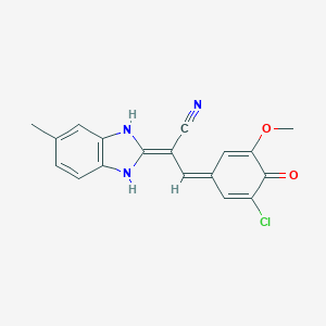 molecular formula C18H14ClN3O2 B332288 (2Z,3E)-3-(3-chloro-5-methoxy-4-oxocyclohexa-2,5-dien-1-ylidene)-2-(5-methyl-1,3-dihydrobenzimidazol-2-ylidene)propanenitrile 