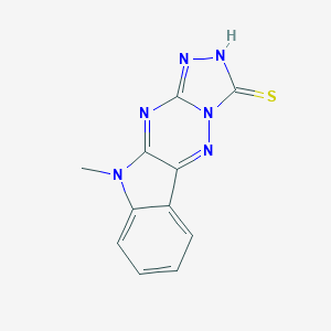 molecular formula C11H8N6S B332292 10-methyl-10H-[1,2,4]triazolo[4',3':2,3][1,2,4]triazino[5,6-b]indole-3-thiol 