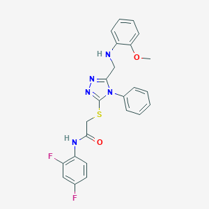 molecular formula C24H21F2N5O2S B332299 N-(2,4-difluorophenyl)-2-({5-[(2-methoxyanilino)methyl]-4-phenyl-4H-1,2,4-triazol-3-yl}sulfanyl)acetamide 