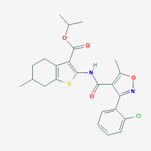 molecular formula C24H25ClN2O4S B332302 Isopropyl 2-({[3-(2-chlorophenyl)-5-methyl-4-isoxazolyl]carbonyl}amino)-6-methyl-4,5,6,7-tetrahydro-1-benzothiophene-3-carboxylate 