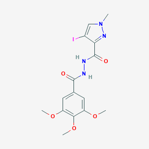 molecular formula C15H17IN4O5 B332303 N'-[(4-iodo-1-methyl-1H-pyrazol-3-yl)carbonyl]-3,4,5-trimethoxybenzohydrazide 