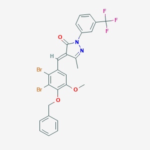 molecular formula C26H19Br2F3N2O3 B332304 4-[4-(benzyloxy)-2,3-dibromo-5-methoxybenzylidene]-5-methyl-2-[3-(trifluoromethyl)phenyl]-2,4-dihydro-3H-pyrazol-3-one 