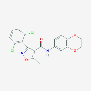molecular formula C19H14Cl2N2O4 B332306 3-(2,6-dichlorophenyl)-N-(2,3-dihydro-1,4-benzodioxin-6-yl)-5-methyl-1,2-oxazole-4-carboxamide 
