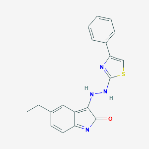 molecular formula C19H16N4OS B332312 5-ethyl-3-[2-(4-phenyl-1,3-thiazol-2-yl)hydrazinyl]indol-2-one 