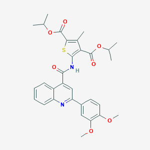 molecular formula C31H32N2O7S B332314 Diisopropyl 5-({[2-(3,4-dimethoxyphenyl)-4-quinolinyl]carbonyl}amino)-3-methyl-2,4-thiophenedicarboxylate 