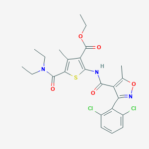 molecular formula C24H25Cl2N3O5S B332315 Ethyl 2-({[3-(2,6-dichlorophenyl)-5-methyl-4-isoxazolyl]carbonyl}amino)-5-[(diethylamino)carbonyl]-4-methyl-3-thiophenecarboxylate 