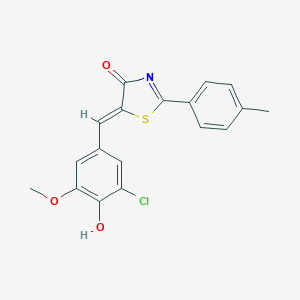 molecular formula C18H14ClNO3S B332316 5-(3-chloro-4-hydroxy-5-methoxybenzylidene)-2-p-tolylthiazol-4(5H)-one 