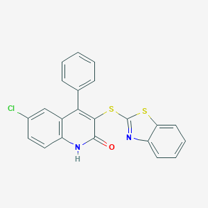 molecular formula C22H13ClN2OS2 B332317 3-(1,3-Benzothiazol-2-ylsulfanyl)-6-chloro-4-phenyl-2-quinolinol 