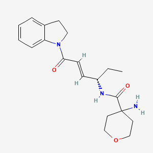 molecular formula C20H27N3O3 B3323170 2H-Pyran-4-carboxamide, 4-amino-N-((1S,2E)-4-(2,3-dihydro-1H-indol-1-yl)-1-ethyl-4-oxo-2-buten-1-yl)tetrahydro- CAS No. 1613458-70-0