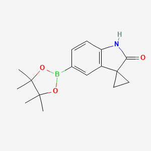 molecular formula C16H20BNO3 B3323178 5'-(Tetramethyl-1,3,2-dioxaborolan-2-yl)-1',2'-dihydrospiro[cyclopropane-1,3'-indole]-2'-one CAS No. 1613639-40-9