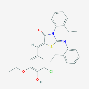 molecular formula C28H27ClN2O3S B332320 5-(3-Chloro-5-ethoxy-4-hydroxybenzylidene)-3-(2-ethylphenyl)-2-[(2-ethylphenyl)imino]-1,3-thiazolidin-4-one 