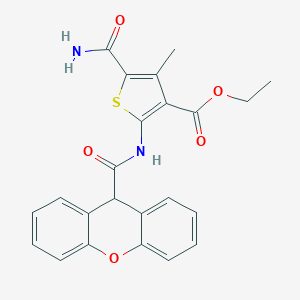 molecular formula C23H20N2O5S B332327 ethyl 5-(aminocarbonyl)-4-methyl-2-[(9H-xanthen-9-ylcarbonyl)amino]-3-thiophenecarboxylate 