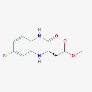 molecular formula C11H11BrN2O3 B3323370 (S)-Methyl 2-(7-bromo-3-oxo-1,2,3,4-tetrahydroquinoxalin-2-yl)acetate CAS No. 1638604-45-1