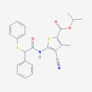 molecular formula C24H22N2O3S2 B332338 Isopropyl 4-cyano-3-methyl-5-{[phenyl(phenylsulfanyl)acetyl]amino}-2-thiophenecarboxylate 