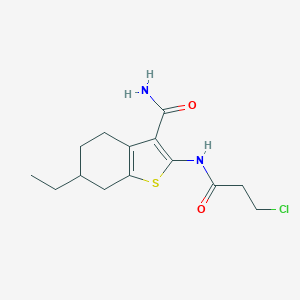 molecular formula C14H19ClN2O2S B332340 2-[(3-Chloropropanoyl)amino]-6-ethyl-4,5,6,7-tetrahydro-1-benzothiophene-3-carboxamide 
