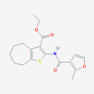 molecular formula C18H21NO4S B332341 ethyl 2-[(2-methyl-3-furoyl)amino]-5,6,7,8-tetrahydro-4H-cyclohepta[b]thiophene-3-carboxylate 