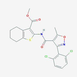 molecular formula C21H18Cl2N2O4S B332343 Methyl 2-({[3-(2,6-dichlorophenyl)-5-methyl-4-isoxazolyl]carbonyl}amino)-4,5,6,7-tetrahydro-1-benzothiophene-3-carboxylate 