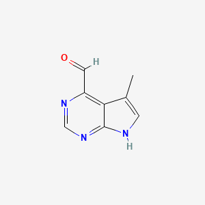 molecular formula C8H7N3O B3323448 5-Methyl-7H-pyrrolo[2,3-d]pyrimidine-4-carbaldehyde CAS No. 1638763-62-8