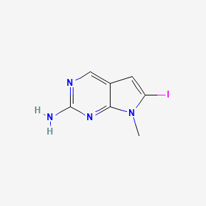 molecular formula C7H7IN4 B3323479 6-Iodo-7-methyl-7H-pyrrolo[2,3-d]pyrimidin-2-amine CAS No. 1638767-48-2