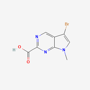 molecular formula C8H6BrN3O2 B3323498 5-Bromo-7-methyl-7H-pyrrolo[2,3-d]pyrimidine-2-carboxylic acid CAS No. 1638767-55-1