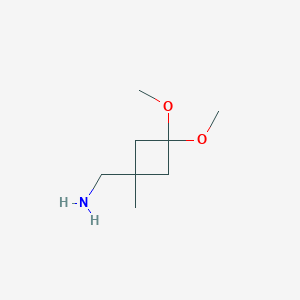 molecular formula C8H17NO2 B3323508 (3,3-Dimethoxy-1-methylcyclobutyl)methanamine CAS No. 1638767-67-5