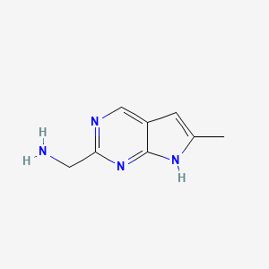 molecular formula C8H10N4 B3323523 {6-methyl-7H-pyrrolo[2,3-d]pyrimidin-2-yl}methanamine CAS No. 1638767-78-8