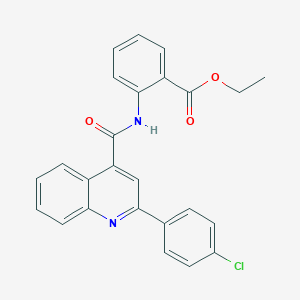 molecular formula C25H19ClN2O3 B332355 Ethyl 2-({[2-(4-chlorophenyl)-4-quinolinyl]carbonyl}amino)benzoate 