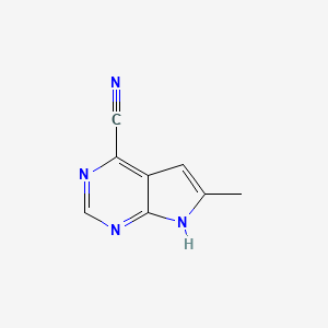 molecular formula C8H6N4 B3323553 6-Methyl-7H-pyrrolo[2,3-d]pyrimidine-4-carbonitrile CAS No. 1638771-53-5